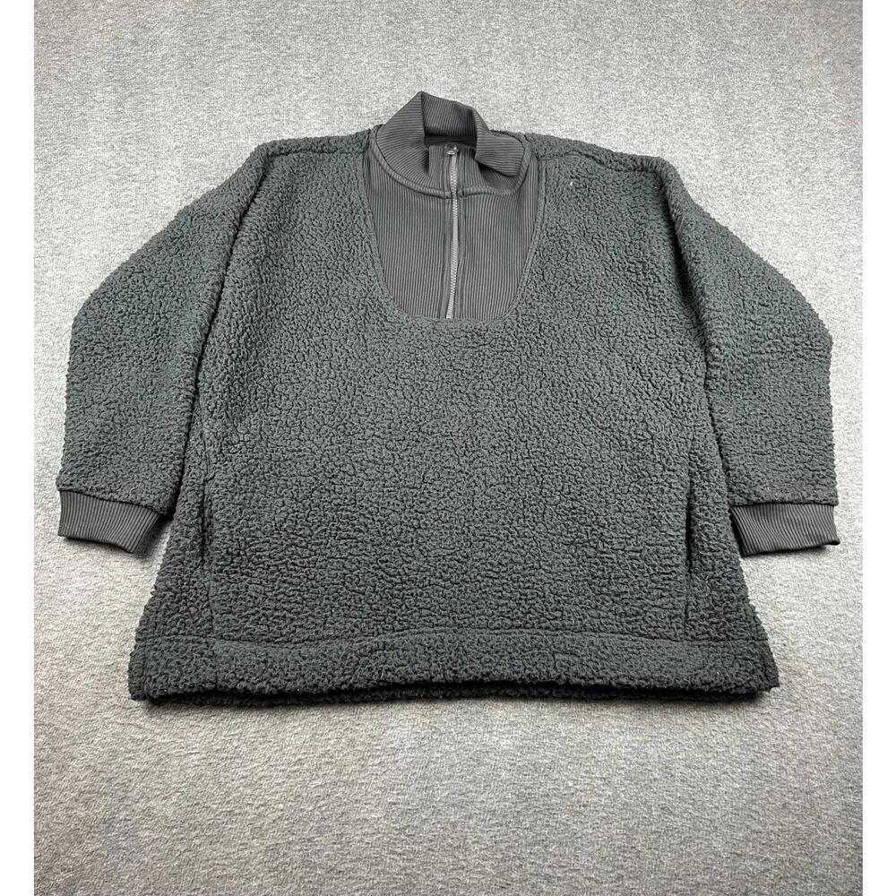 Aerie Black Fleece Pullover Jacket Size Medium